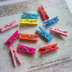 12 pinces a linge en bois 25 mm x 5 mm (r348)