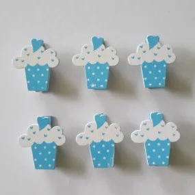Embellissements 6 épingles à linge "pâtisserie"